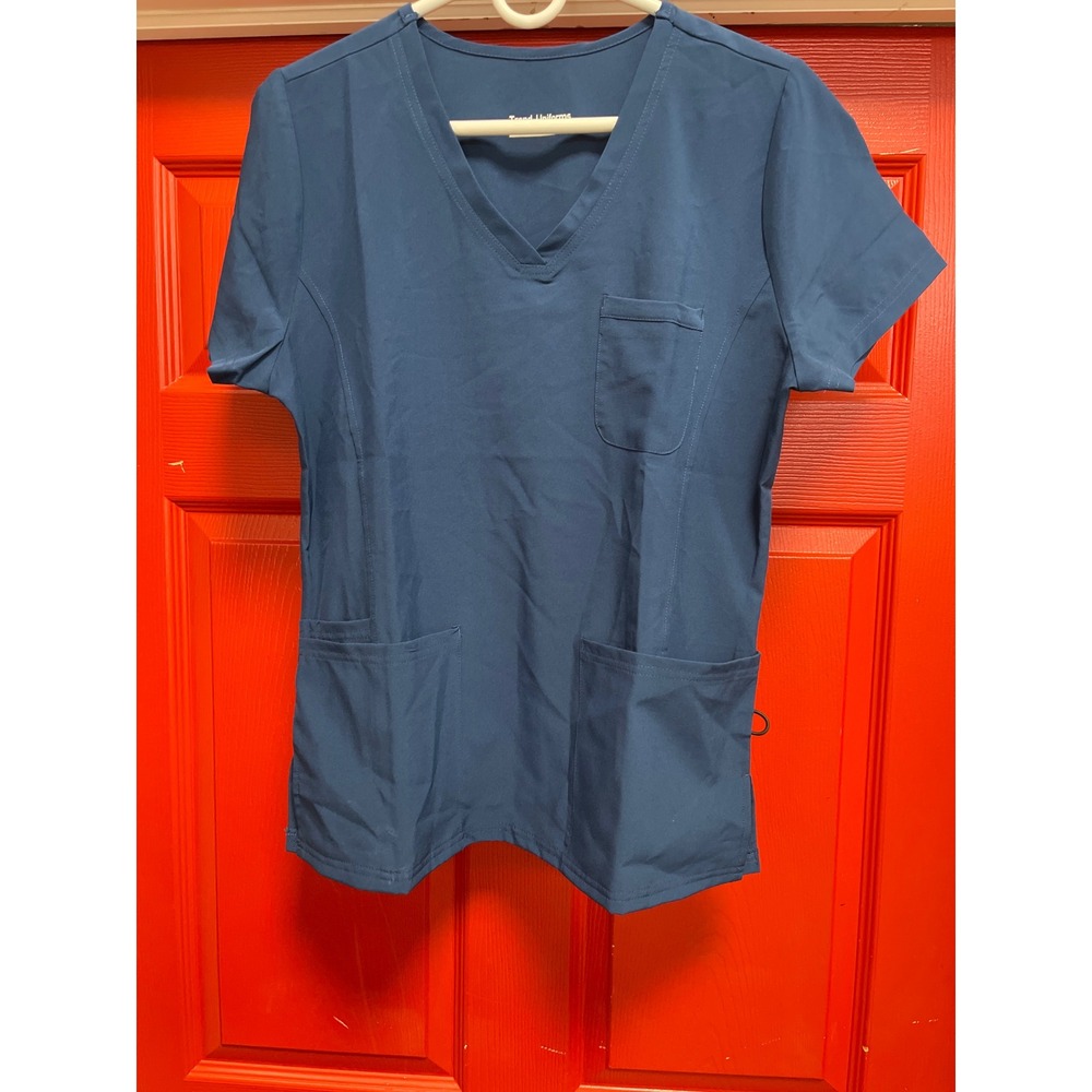 Trend Uniforms Navy Blue V-Neck Scrub Top Short Sleeve 3-Pocket Medical Medium